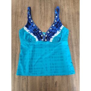 Ruby Rd. Beach Tankini Bathing Suit Size 14 Adjustable Straps Aqua‎ V neck Boho